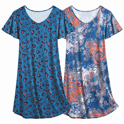 Ekouaer 2 Pack Nightgowns for Women Short Sleeve Nightshirt Soft Sleepdress