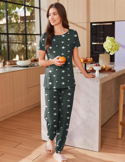 Ekouaer Pajamas for Womens Set Soft 2 Piece Loungewear with Jogger Pants