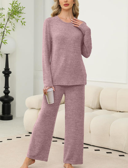 SAMPEEL Pajamas for Women Set Comfy Lounge Sets Two Piece Long Sleeve Cute Pjs Soft Sleepwear Winter Clothing