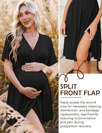Ekouaer Labor and Delivery Gown Nursing Nightgown Birthing Pajamas Dress
