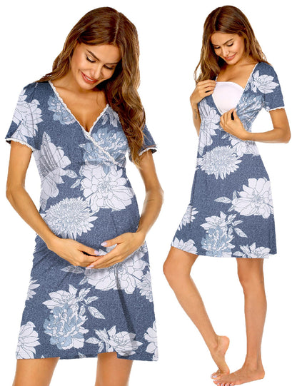 Ekouaer Nursing Nightgown Labor and Delivery Gown Dress Maternity Pajamas