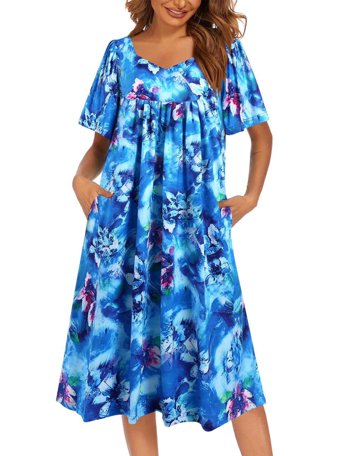 Ekouaer Womens Nightgown House Dress with Pockets Short Sleeve Moo Moos
