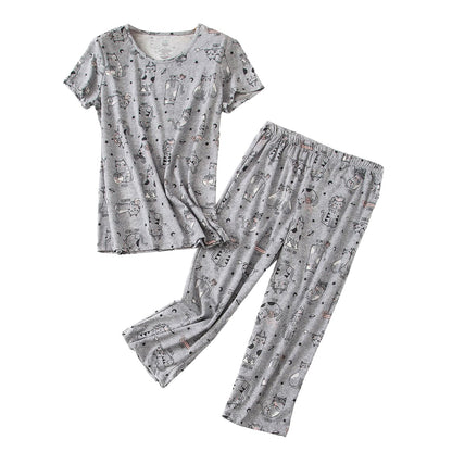 Inadays Womens Pajama Sets Cotton Short Sleeve Top With Capri Pants Pjs