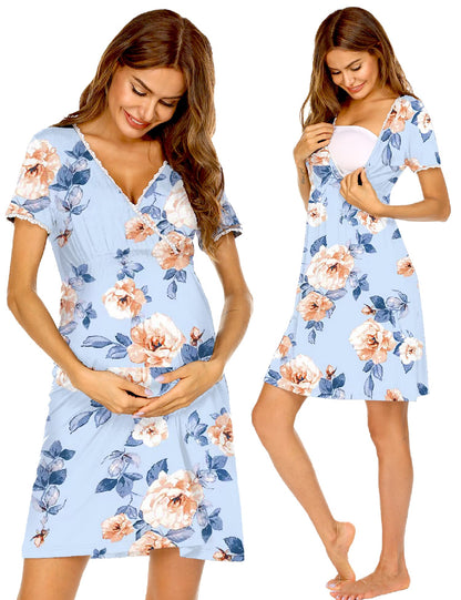 Ekouaer Nursing Nightgown Labor and Delivery Gown Dress Maternity Pajamas