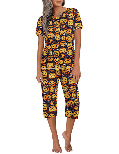 Ekouaer Women's Capri Pajama Sets Short Sleeve Two Piece Summer Lounge Sets