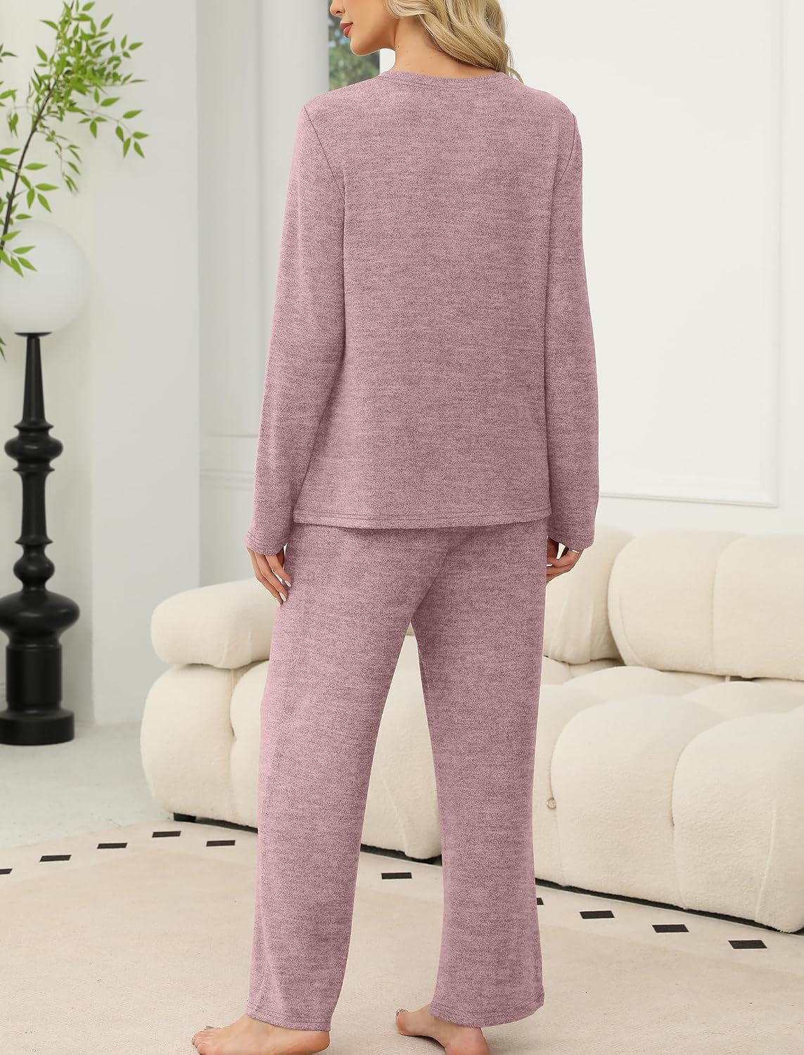 SAMPEEL Pajamas for Women Set Comfy Lounge Sets Two Piece Long Sleeve Cute Pjs Soft Sleepwear Winter Clothing
