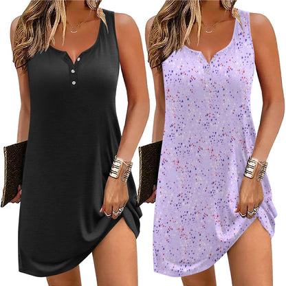 Ekouaer Tank Nightgowns for Women 2 Pack Sexy Night Gown Sleeveless Sleepwear Soft Sleep Dress Button Sleepshirt