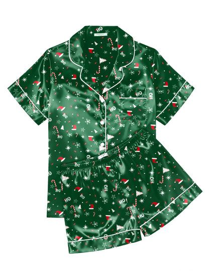 Ekouaer Womens Silk Satin Pajama Sets Soft Short Sleeve Button Up Sleepwear