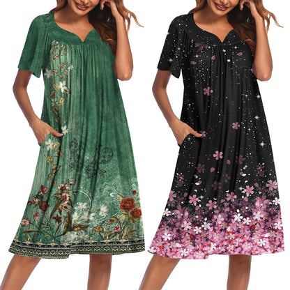 Ekouaer 2 Pack House Dresses for Women with Pockets Short Sleeve Moo Moos