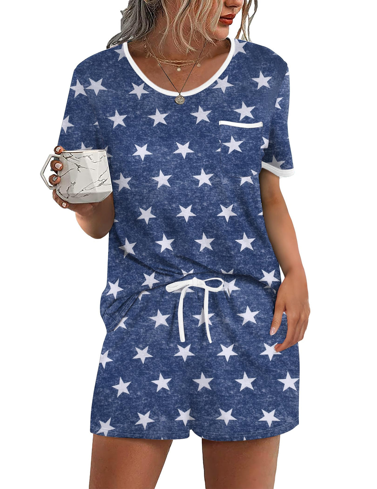 Ekouaer Pajamas for Womens Set 2 Piece Soft Sleepwear, Chest Pocket