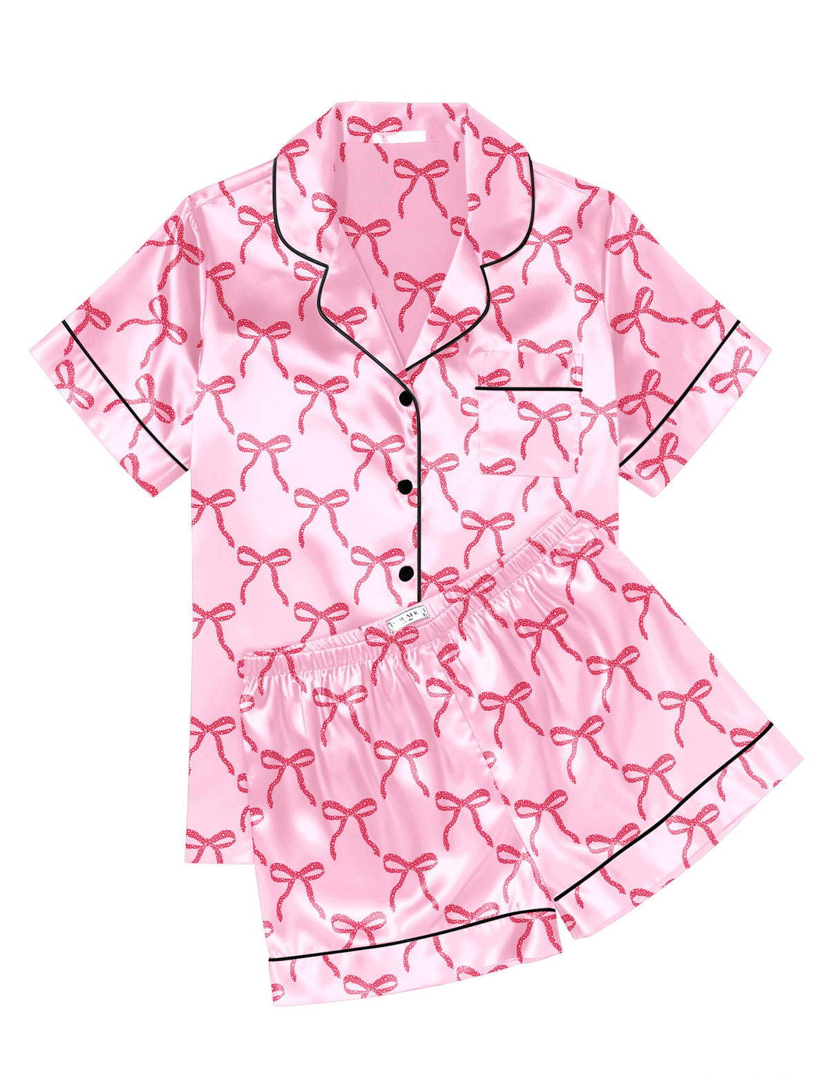 Ekouaer Womens Silk Satin Pajama Sets Soft Short Sleeve Button Up Sleepwear