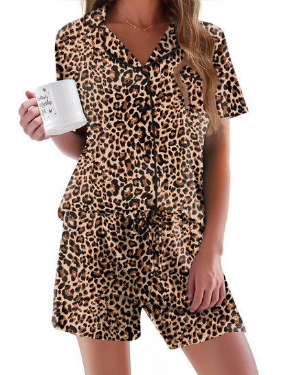 Ekouaer Pajamas Set for Women Short Sleeve Sleepwear Button Down Pj XS-XXXL