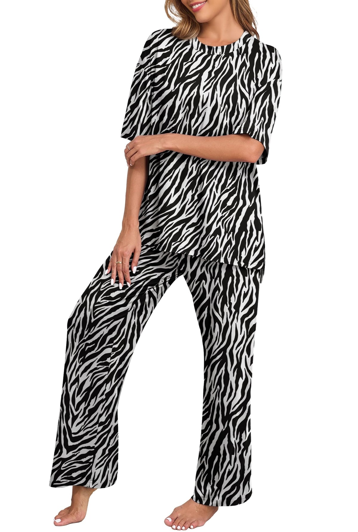 PrinStory Pajamas for Women Soft Pjs Lounge Set S-4XL
