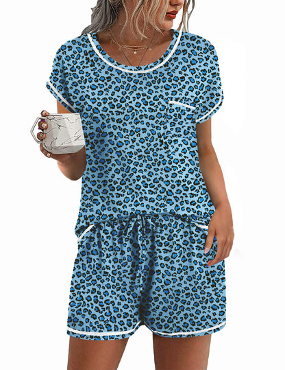 Ekouaer Womens Pajama Sets 2 Piece Pjs Short Sleeve Top and Shorts