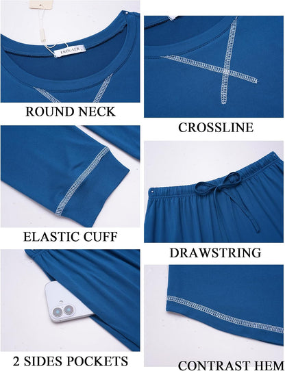 Ekouaer Pajamas for Women Set Long Sleeve Top and Jogger Pants Lounge Sets
