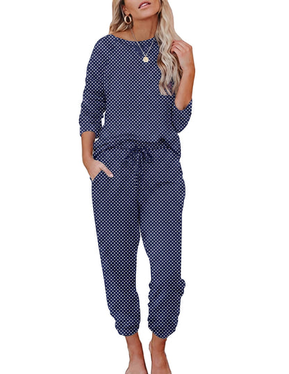 Ekouaer Womens Pajamas Set Long Sleeve Loungewear Soft Joggers with Pockets