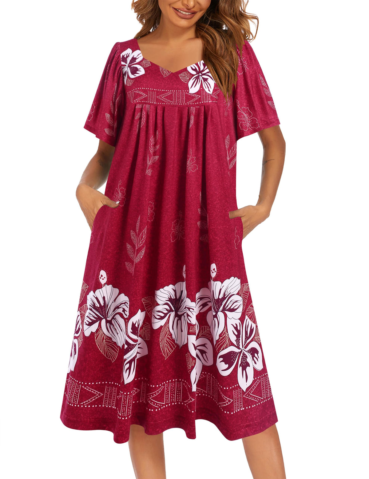 Ekouaer Womens Nightgown House Dress with Pockets Short Sleeve Moo Moos