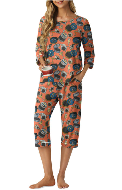PrinStory Womens Pajama Sets Capri Pjs Soft Lounge Sets XS-4XL