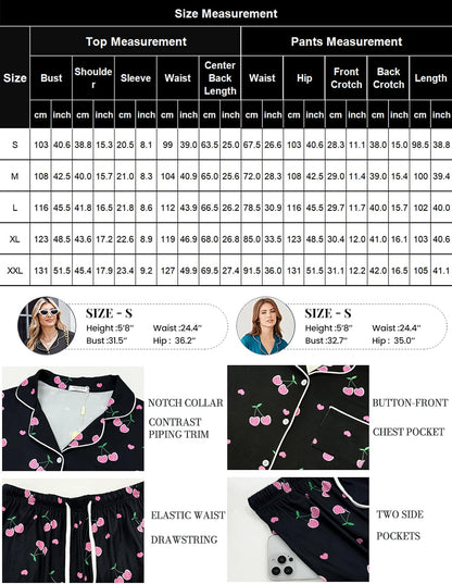 Ekouaer Women Pajama Set Short Sleeve Button Down Pjs with Jogger Pants