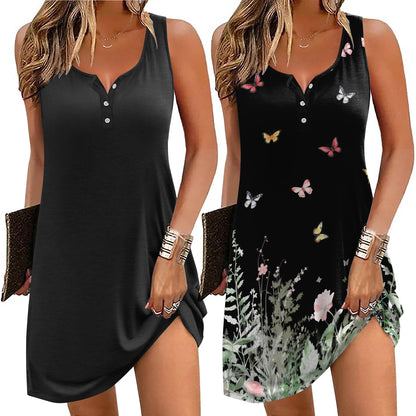 Ekouaer Tank Nightgowns for Women 2 Pack Sexy Night Gown Sleeveless Sleepwear Soft Sleep Dress Button Sleepshirt