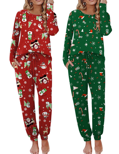 Ekouaer 2 Pack Womens Pajama Sets Long Sleeve Pjs Soft Comfy Lounge Set