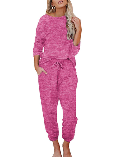 Ekouaer Womens Pajamas Set Long Sleeve Loungewear Soft Joggers with Pockets