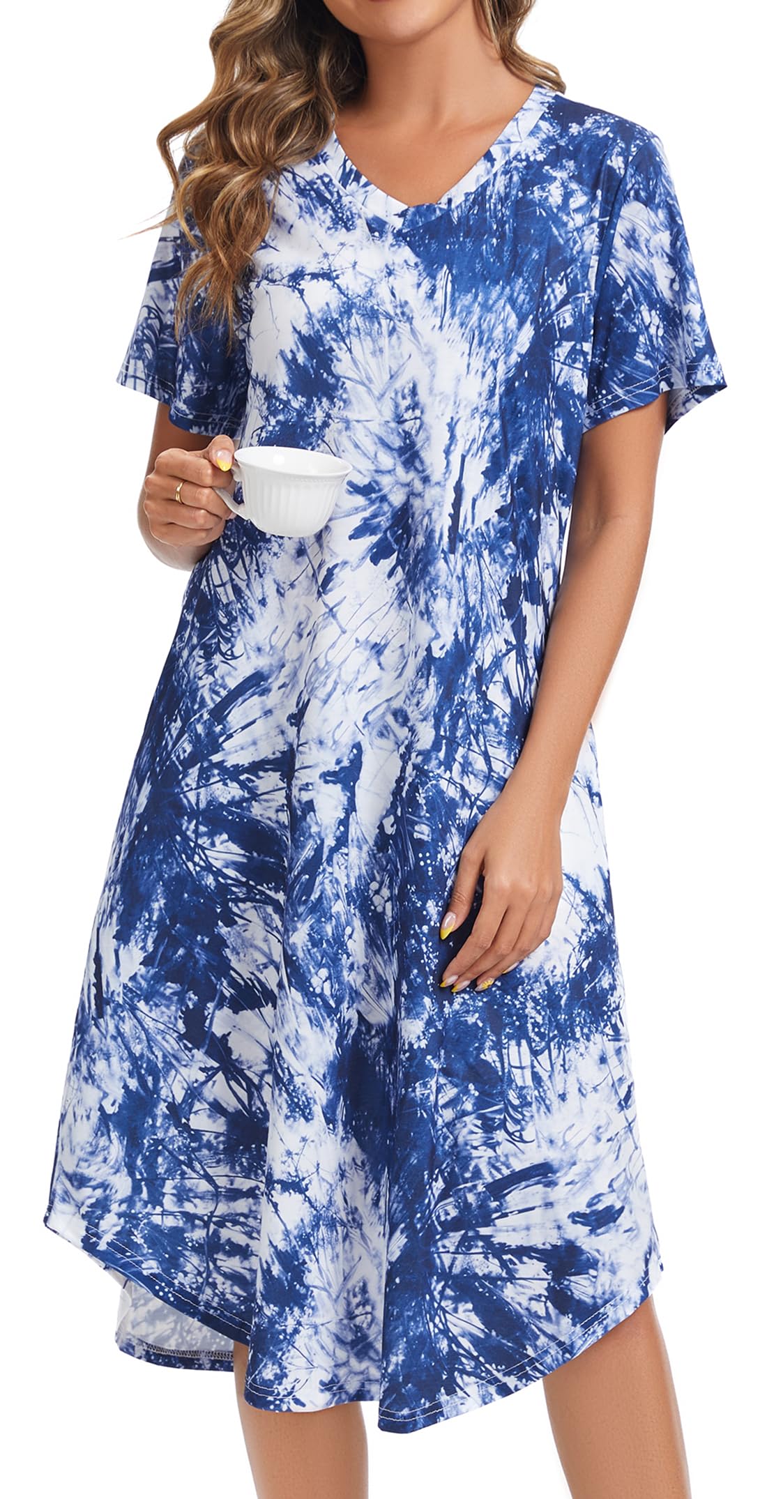Kabento Womens Short Sleeve Long Nightgowns Sleepwear
