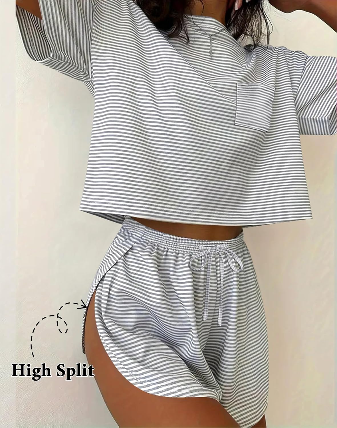 Ekouaer Womens Pajama Sets Sexy Lounge Sets Side Split Short Pj Sets