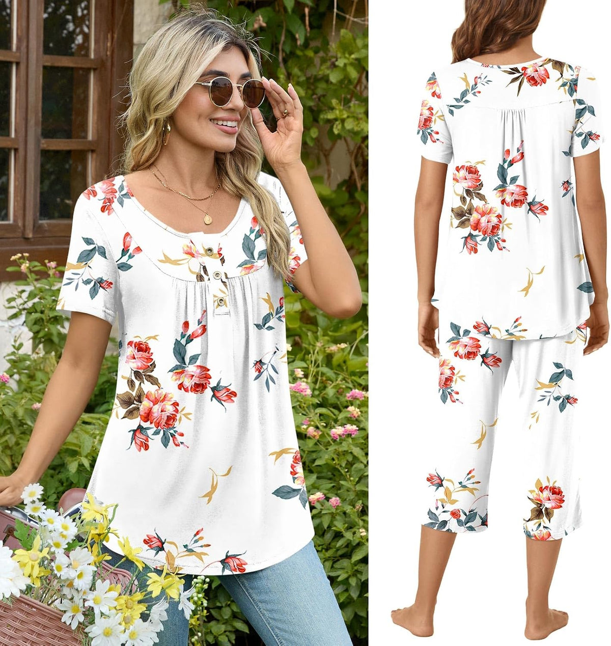 Bestbee Pajamas for Women Set 2 Piece Outfits Soft Sleepwear Ladies Pj Sets