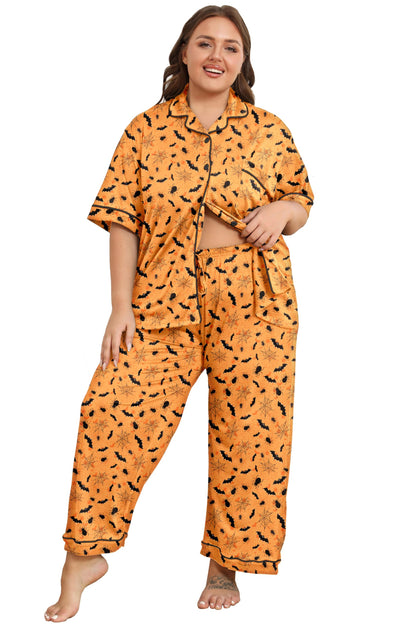 Vozanet Women's Plus Size Pajamas Button Down Shirt and Pants Soft Lounge Sets Bride Nighty Bottom with Pockets 1x to 5x