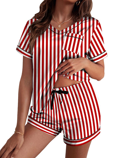 Ekouaer Silk Pajama for Women Short Sleeve Satin Pj Set Two Piece XS-XXL
