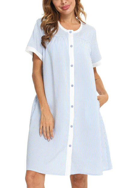 YOZLY House Dress for Women Short Sleeve House Coats Dusters Robe Moomoo nightgowns with Pockets