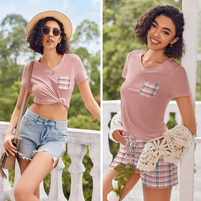 Ekouaer Womens Pajama Sets Shorts Soft 2 Piece Lounge Set with Chest Pocket