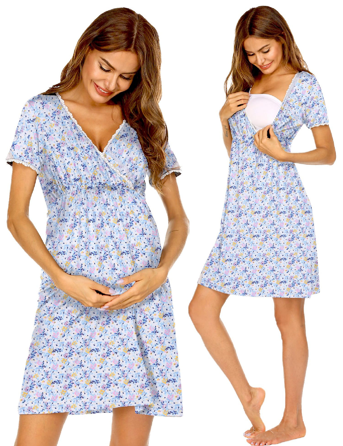 Ekouaer Nursing Nightgown Labor and Delivery Gown Dress Maternity Pajamas