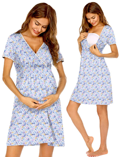 Ekouaer Nursing Nightgown Labor and Delivery Gown Dress Maternity Pajamas