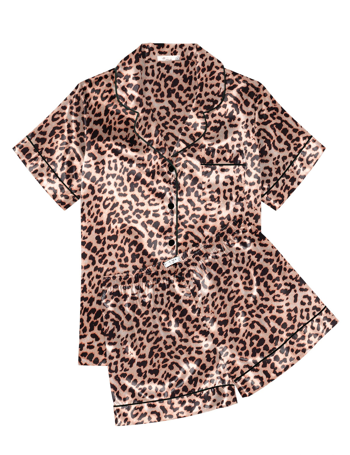 Ekouaer Womens Silk Satin Pajama Sets Soft Short Sleeve Button Up Sleepwear