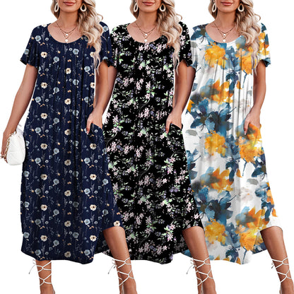 Ekouaer 3 Pack Long Nightgowns for Women House Dress with Pocket Moo Moos