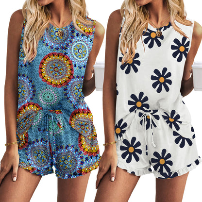 Ekouaer Women Lightweight Summer Pajama Soft Pj Set Sleepwear Tank Top Shorts with Pocket Loungewear Set S-XXL