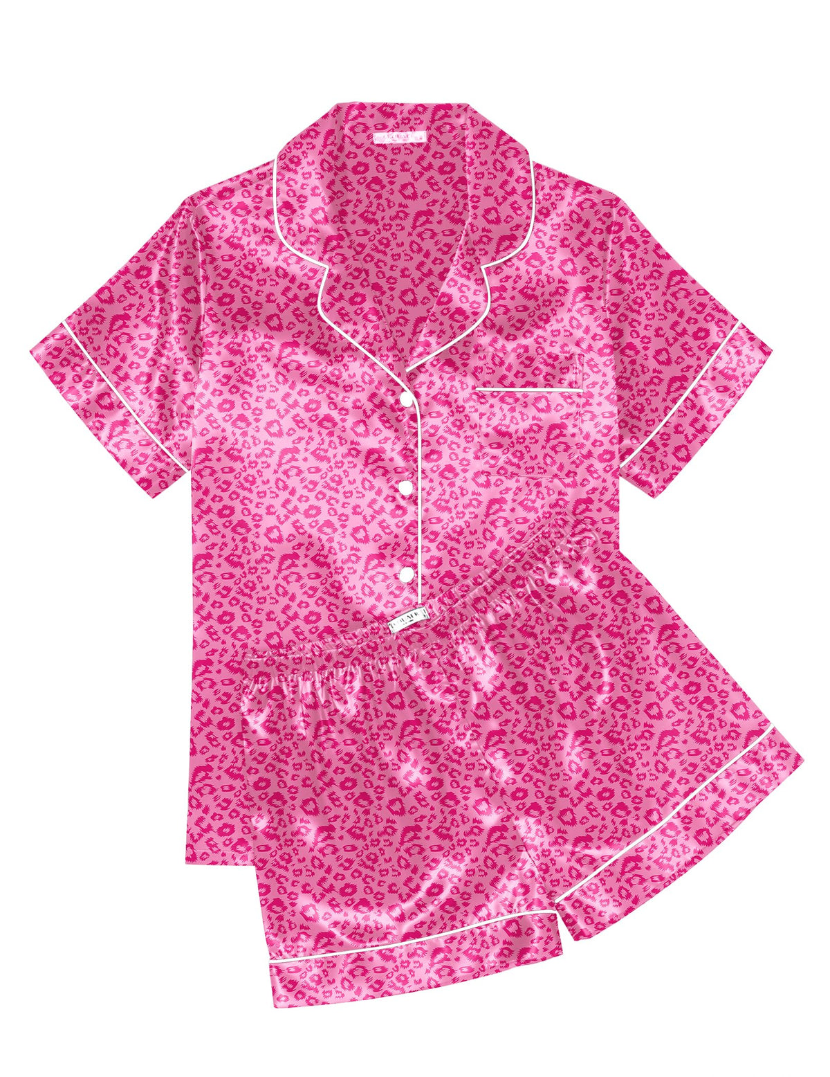 Ekouaer Womens Silk Satin Pajama Sets Soft Short Sleeve Button Up Sleepwear