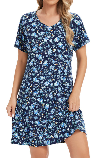 Nightgowns for Women Soft Cotton Sleep Shirts Short Sleeve Sleepwear