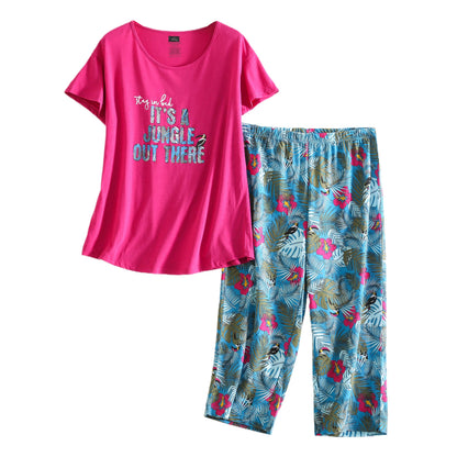 Inadays Womens Pajama Sets Cotton Short Sleeve Top With Capri Pants Pjs