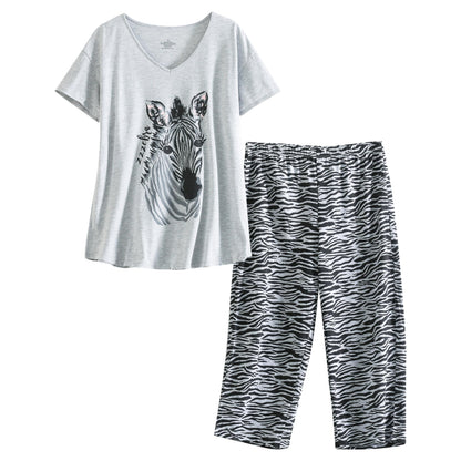Inadays Womens Pajama Sets Cotton Short Sleeve Top With Capri Pants Pjs