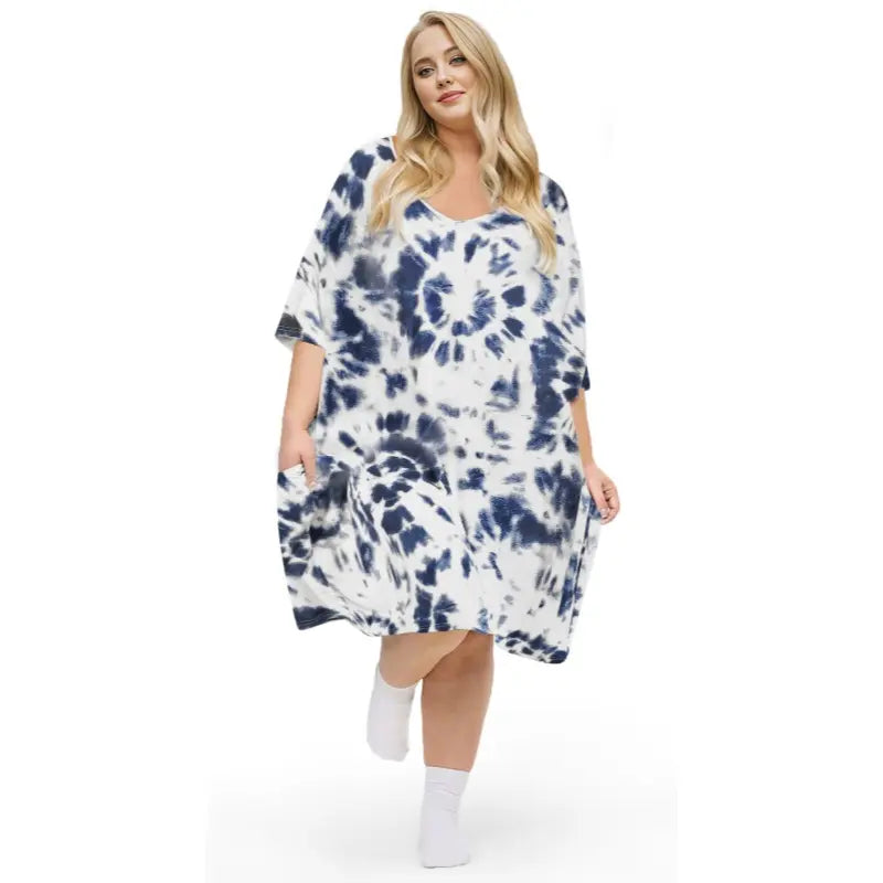 KFUBUO Plus Size Nightgown for Women V-Neck Sleep  Dress Pjs Lounge Short Sleeves Sleepwear With Pocket Fit S-5XL Pajamas Elastic Loungewear Breathable Fabric