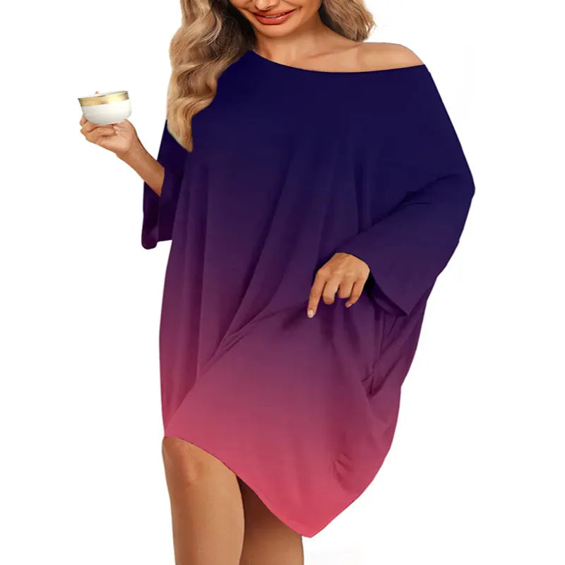 KFUBUO Women's Plus Size Bamboo Viscose Nightgown - Baggy Loose Short-Sleeve Floral Print Sleep Tee with Pocket, Spandex Soft Stretchy Plus Size Clothes, S-5XL Sleepwear Loungewear